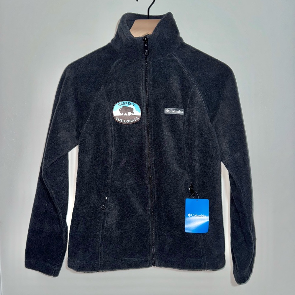 Columbia Sportswear Stand Up Collar Jacket Black Polyester Fleece Women Size XS